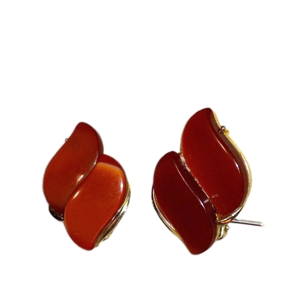 50s 60s Vintage Lisner Lucite Thermoset Clip On Earrings